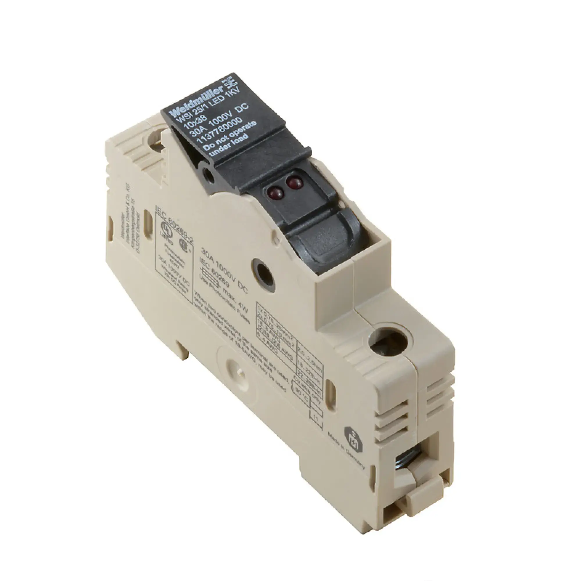 Weidmüller 1137780000 Fuse terminal, Screw connection, dark beige, 25 mm², 30 A, 1000 V, Number of connections: 2, Number of levels: 1, TS 35 (img_001) Weidmüller 1137780000 Fuse terminal, Screw connection, dark beige, 25 mm², 30 A, 1000 V, Number of connections: 2, Number of levels: 1, TS 35 (img_001)