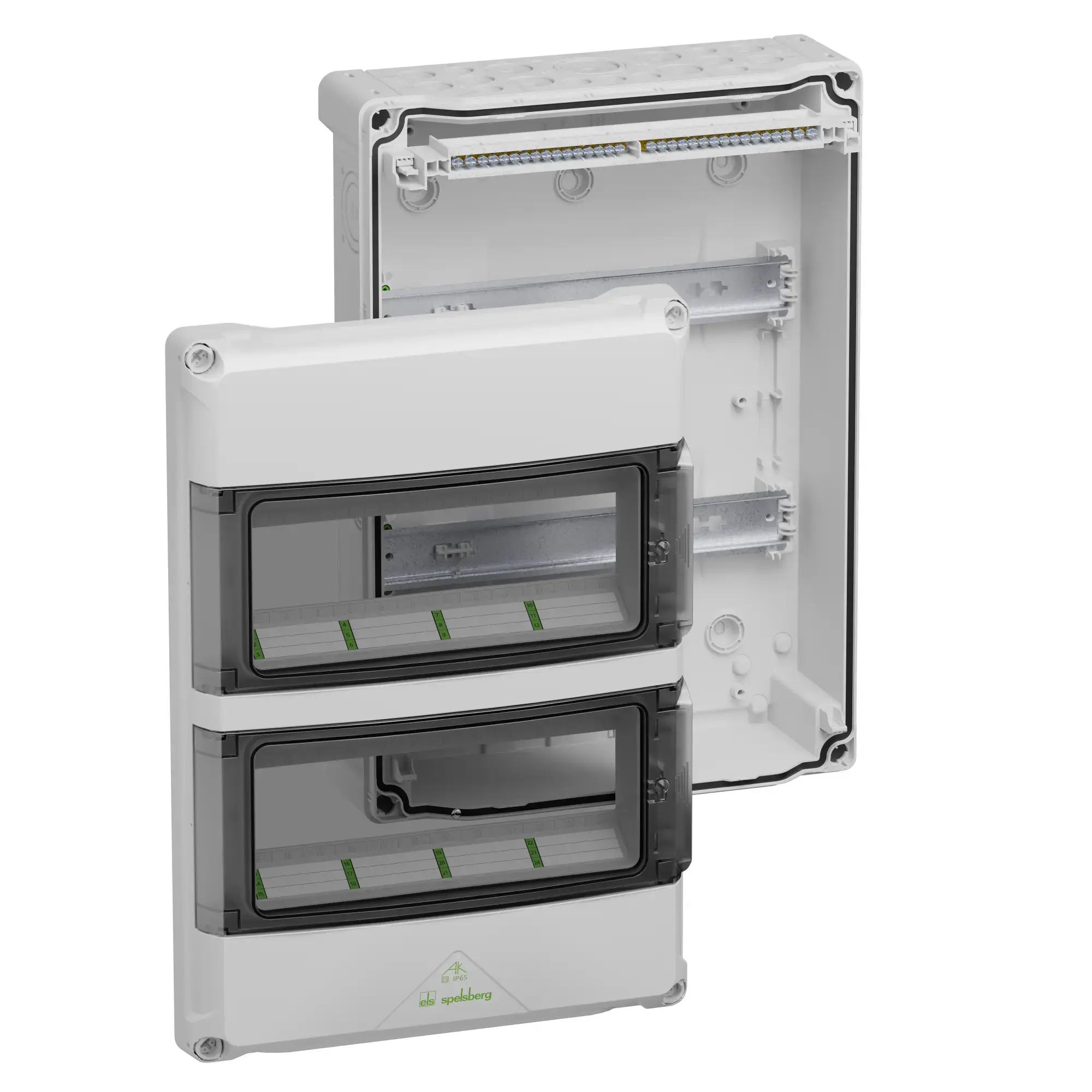 Spelsberg 73432401 Small distributions boards, grey, Type of protection IP65, 24 TE, Impact strength IK08, Protection class II, Rated voltage 400V AC, Halogen free (img_001)