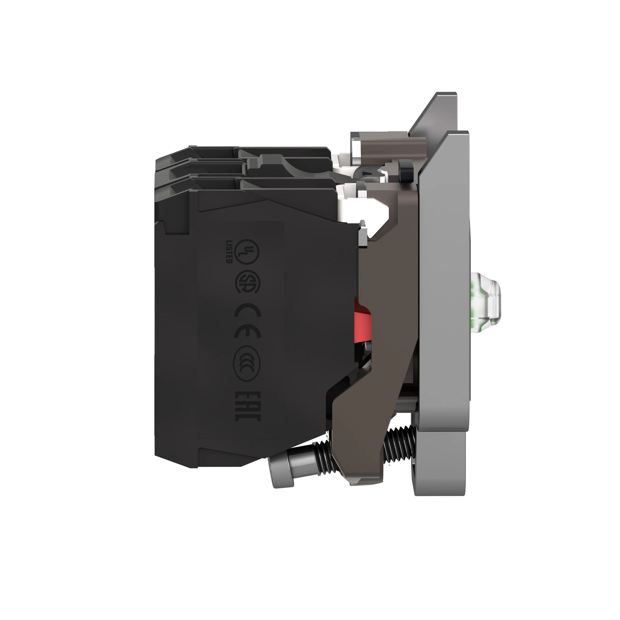Schneider Electric ZB4BW0B15 Auxiliary contact block with mounting flange, Harmony XB4, Metal, white, universal LED, 1NC+1NO, 24V ACDC (img_004)