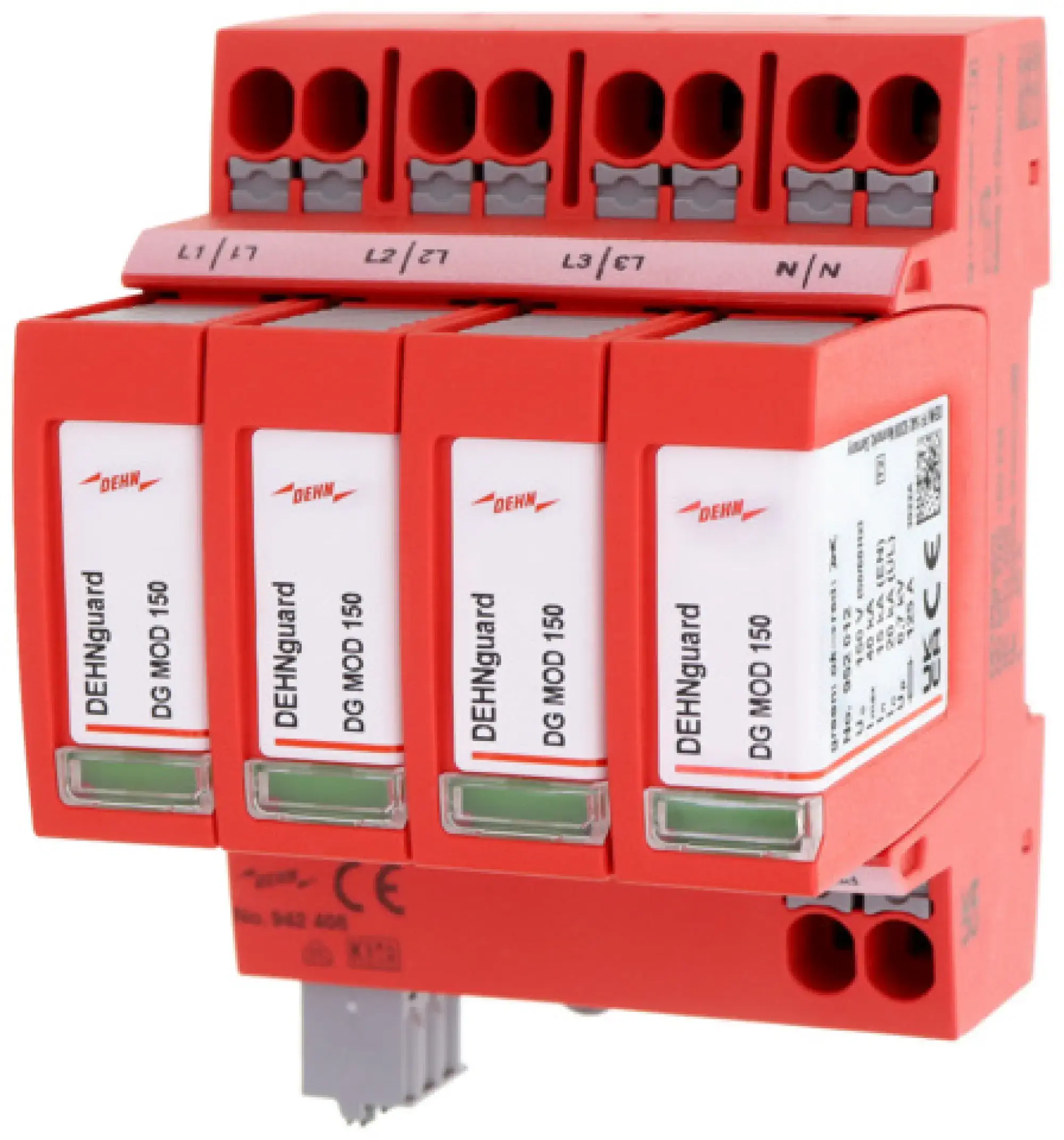 Dehn 942408 Surge arrester type 2+3 DEHNguard MP 4-pole Uc 150V for TN-S systems (img_001) Dehn 942408 Surge arrester type 2+3 DEHNguard MP 4-pole Uc 150V for TN-S systems (img_001)