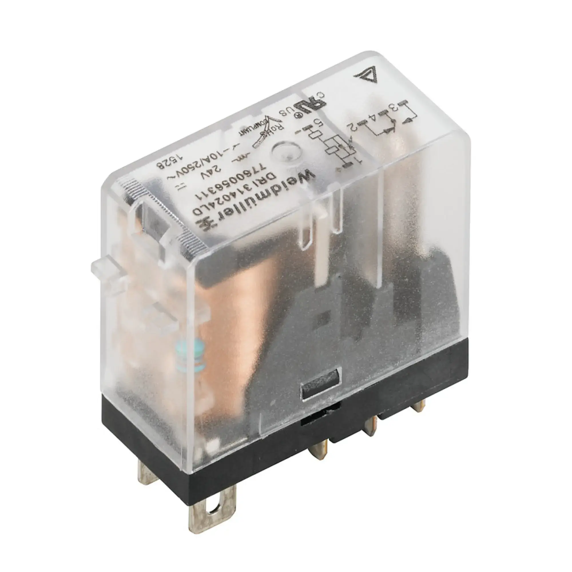 Weidmüller 7760056304 Miniature industrial relay, 24 V DC, Green LED, 1 CO contact (AgSnO) , 250 V AC, 10 A, Test button available: No (img_001)