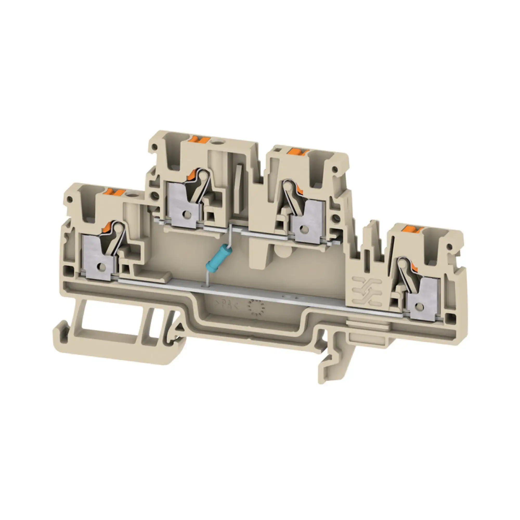 Weidmüller 3030610000 Component terminal block, PUSH IN, dark beige, 2.5 mm², 500 V, 500 V, Number of connections: 4, Number of levels: 2, TS 35, V-0, Wemid (img_001)