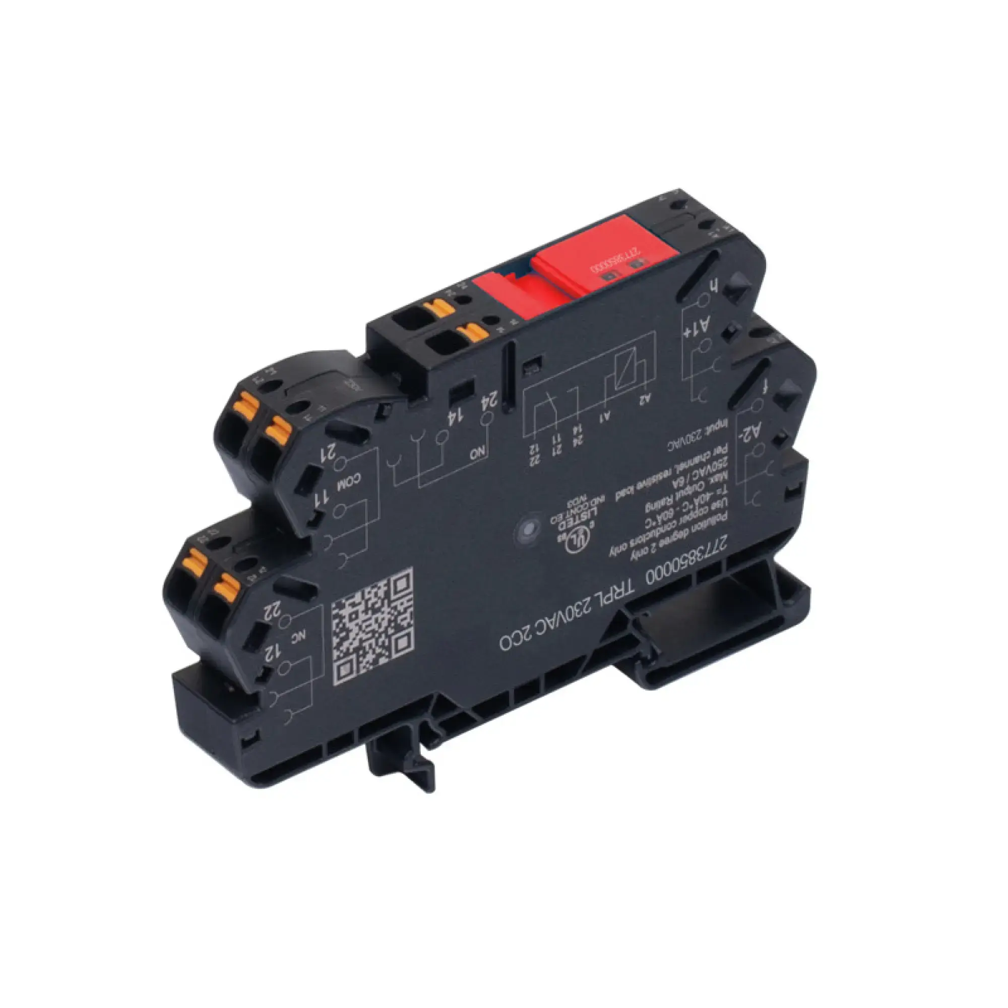 Weidmüller 2773820000 Relay module, 120 V AC ±10 %, Green LED, 2 x 1 CO Contact (AgNi) , 250 V AC, 6 A, PUSH IN TRPL 120VAC 2CO (img_001)