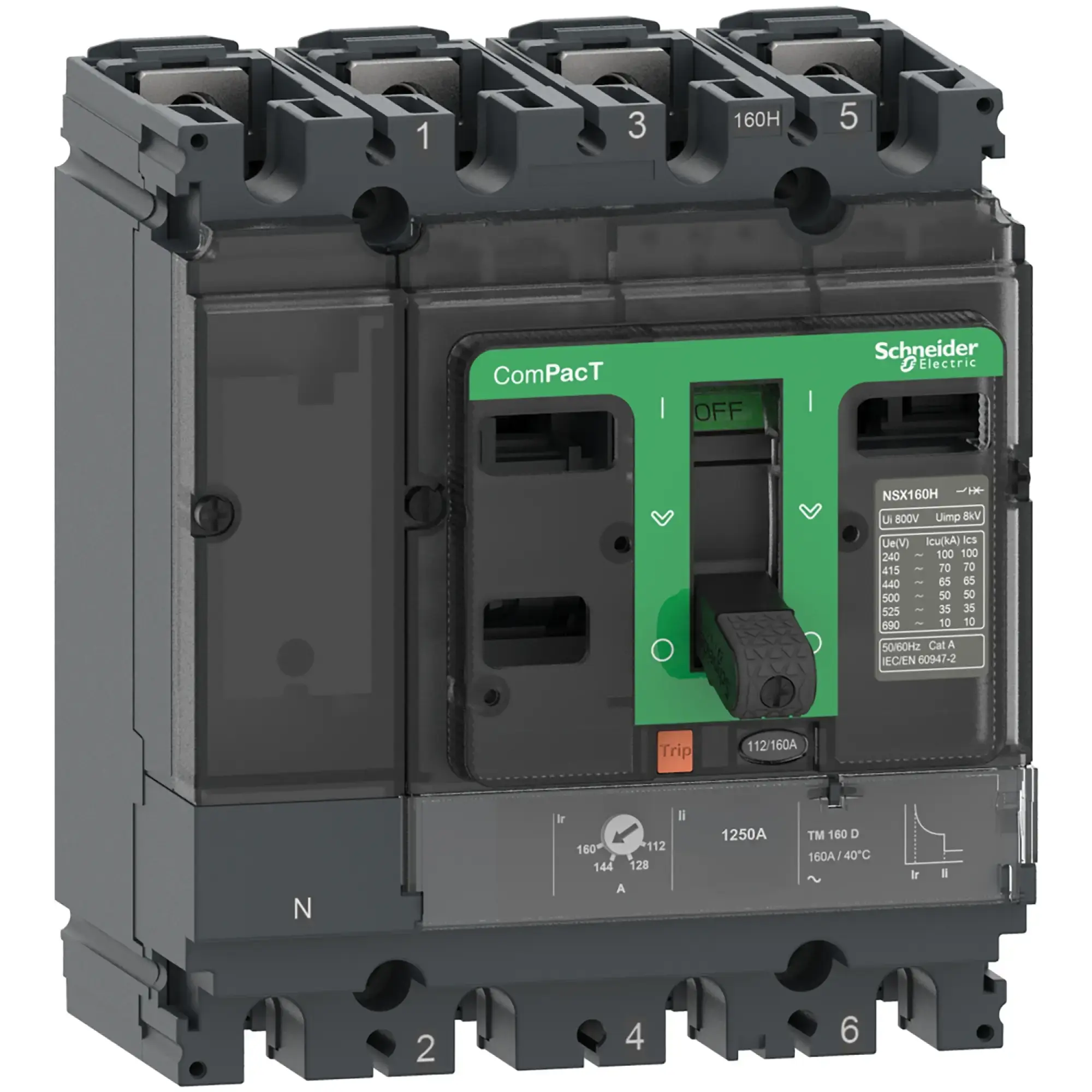 Schneider Electric C10H4TM040 Compact Circuit Breaker ComPacT NSX100H with TM40D 4P4D 28-40A, 70kA/415V AC (img_002)