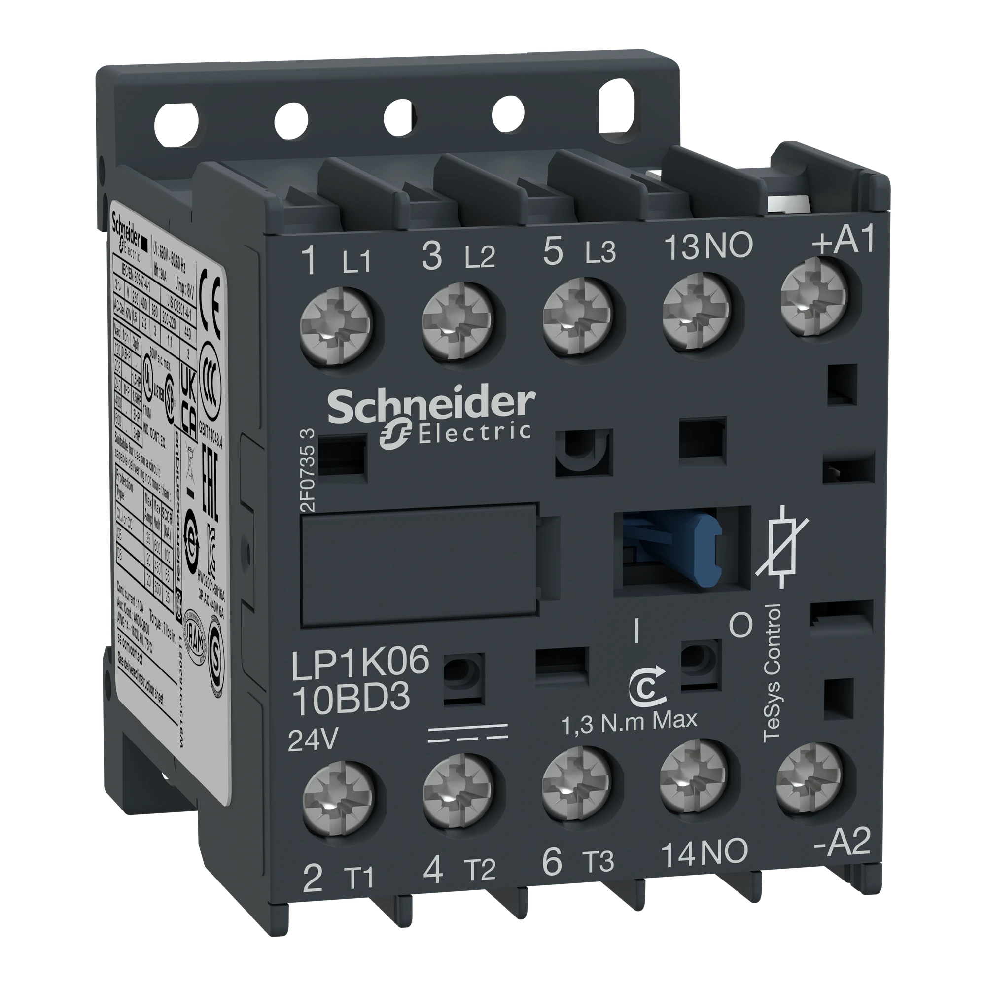 Schneider Electric LP1K1210BD3 Power contactor LP1K 3p, +1S, 5.5 kW, 12 A, 400 V AC3, Coil 24 V DC (img_001) Schneider Electric LP1K1210BD3 Power contactor LP1K 3p, +1S, 5.5 kW, 12 A, 400 V AC3, Coil 24 V DC (img_001)