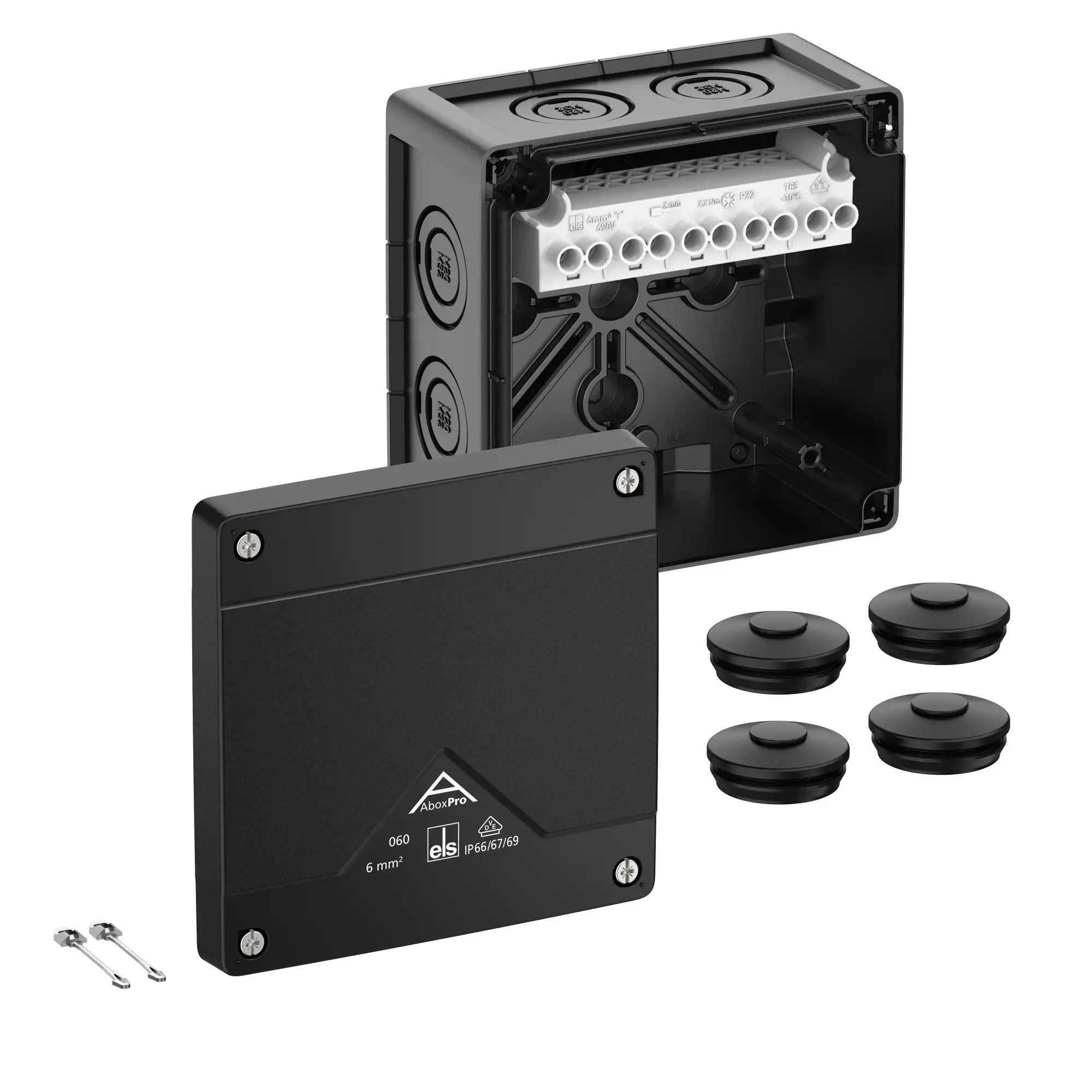 Spelsberg 40602001 Junction box, Type of protection IP66/IP67/IP69, max. 6², IK09, Protection class II, Ui 690V AC, Ui 690V DC, DLG, DNV, VDE, Halogen free (img_001)