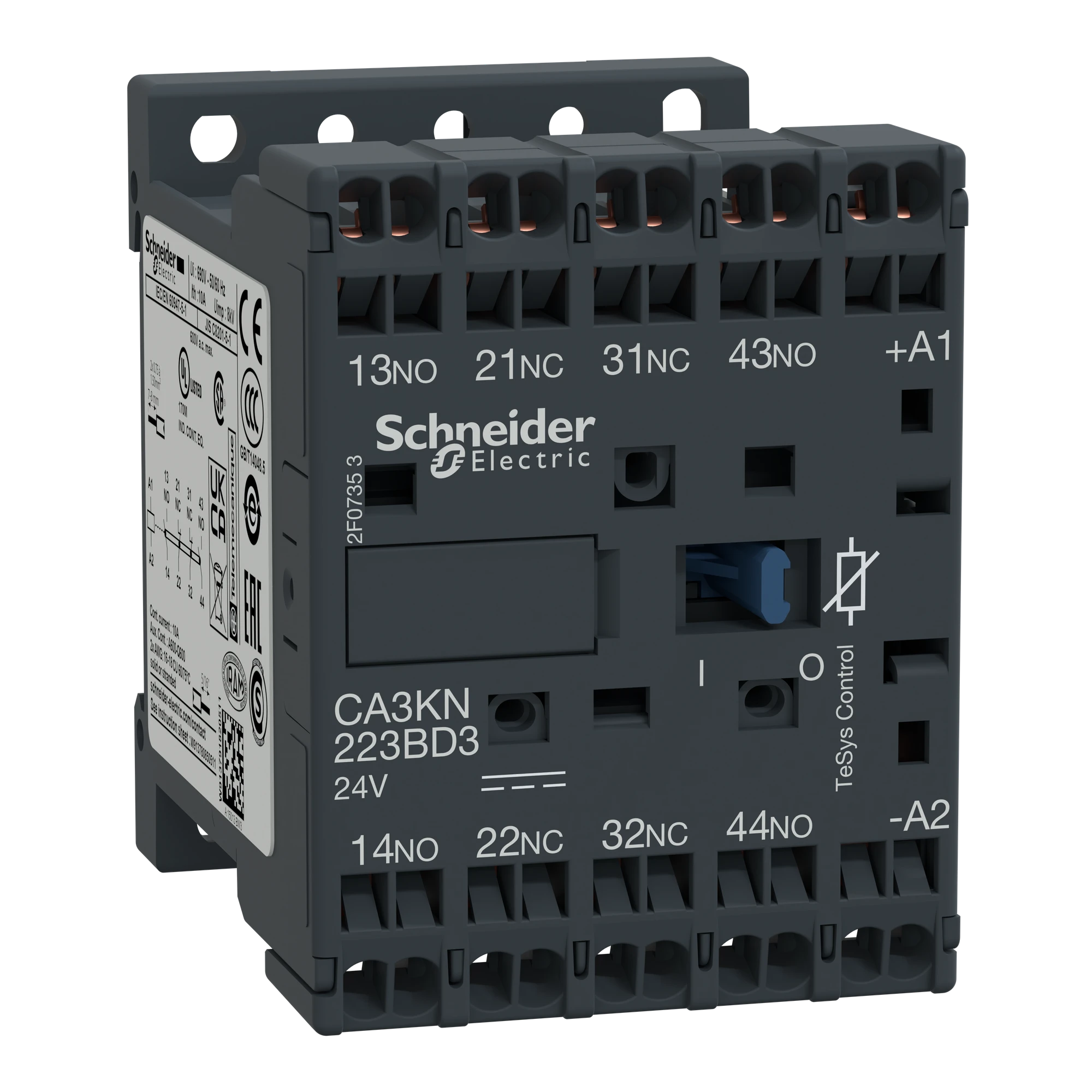 Schneider Electric CA3KN223BD3 Auxiliary contactor, 2NO+2NC, 24V DC, with protective circuit (img_001) Schneider Electric CA3KN223BD3 Auxiliary contactor, 2NO+2NC, 24V DC, with protective circuit (img_001)