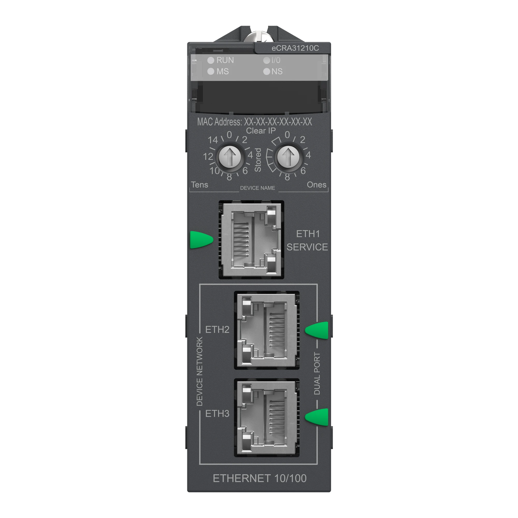 Schneider Electric BMECRA31210C Modicon X80-E-RIO Head Adapter for Ethernet Module Carrier as Decentralized EthNet/IP Rack, Conformal Coating (img_003)