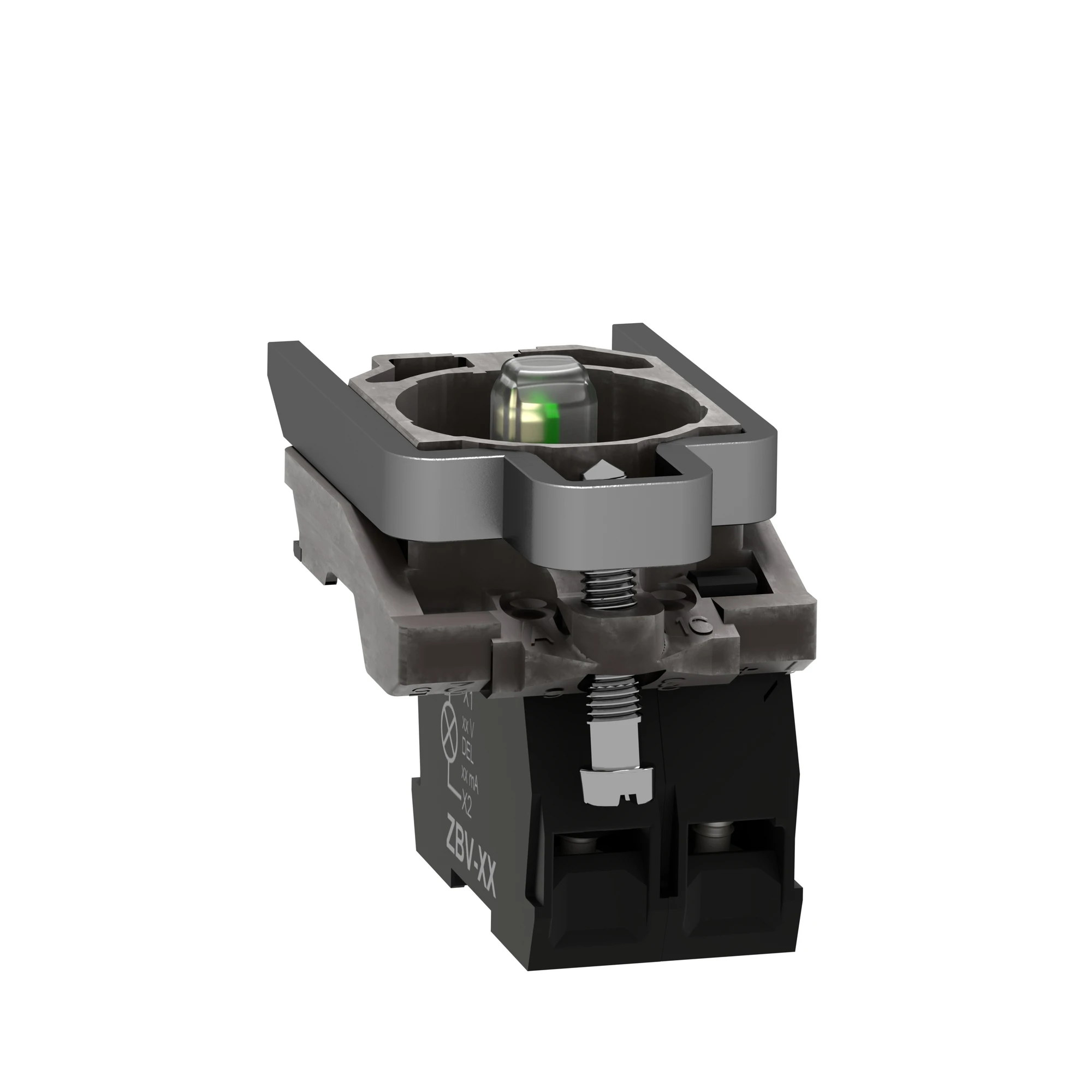Schneider Electric ZB4BW0M12 Auxiliary contact block with mounting flange, Harmony XB4, metal, white, universal LED, 1NC, 230-240V AC (img_005)
